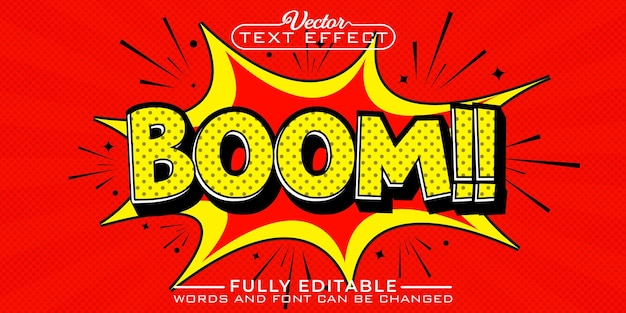 Premium Vector Pop Art Boom Vector Editable Text Effect Template