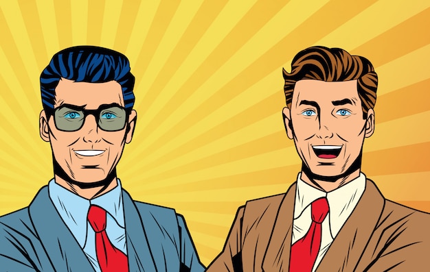 Pop art businessmen cartoon