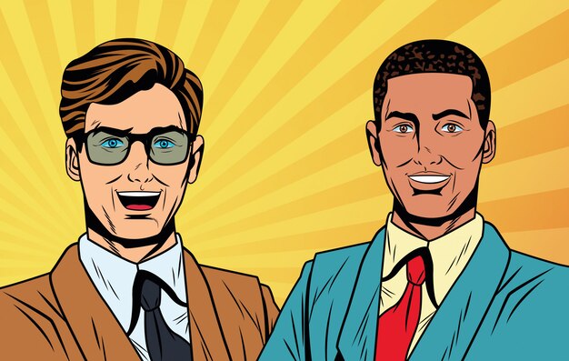 Vector pop art businessmen cartoon