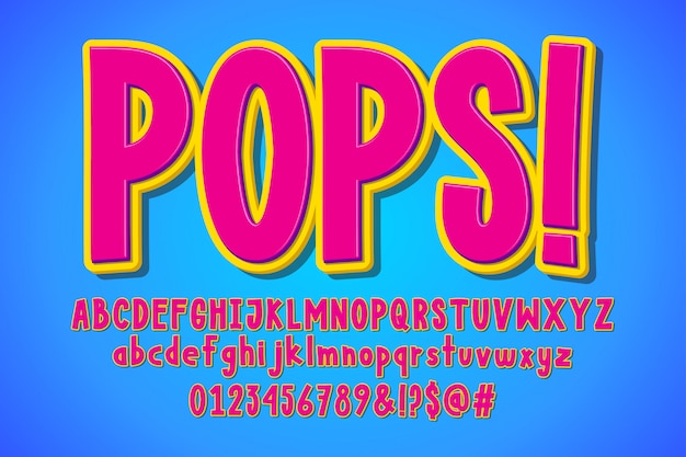 Pop art cartoon, retro cartoon alphabet