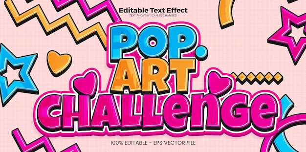 Pop art challenge editable text effect in modern trend style