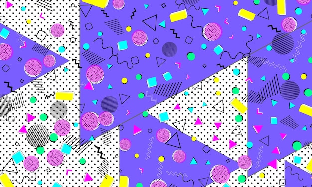 Vector pop art color background memphis pattern