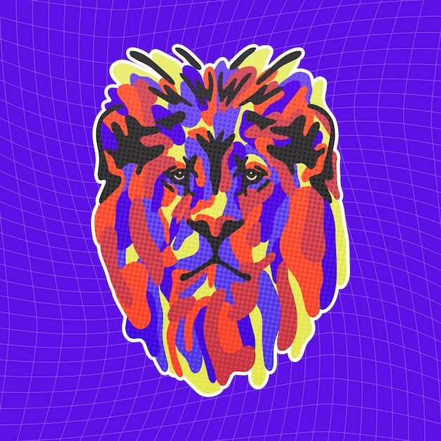 Pop Art Colourful Lion Head Vector Design