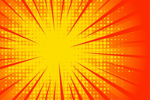 Pop art comic background lightning blast halftone dots pattern Cartoon Vector Illustration on orange