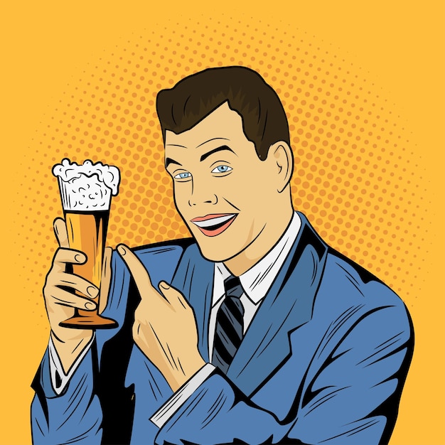 Pop Art Comic Man with Beer, Pop Art Comic Man holding beer