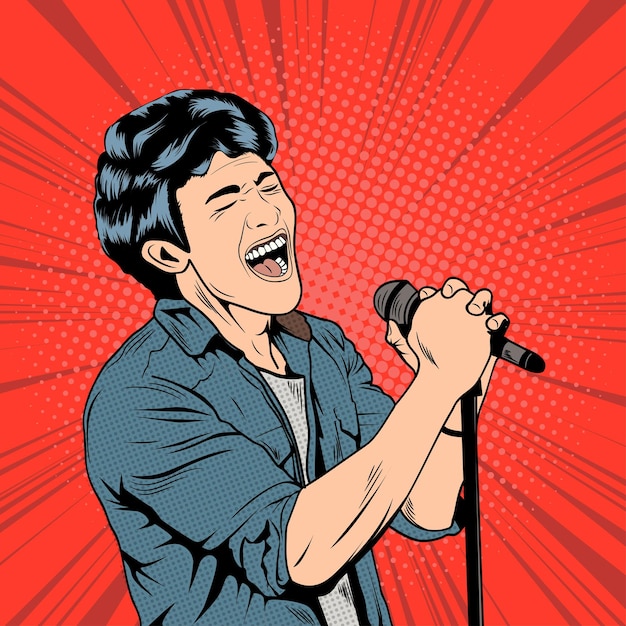 Pop Art Comic Singer, Pop Art Singing Artist Vector