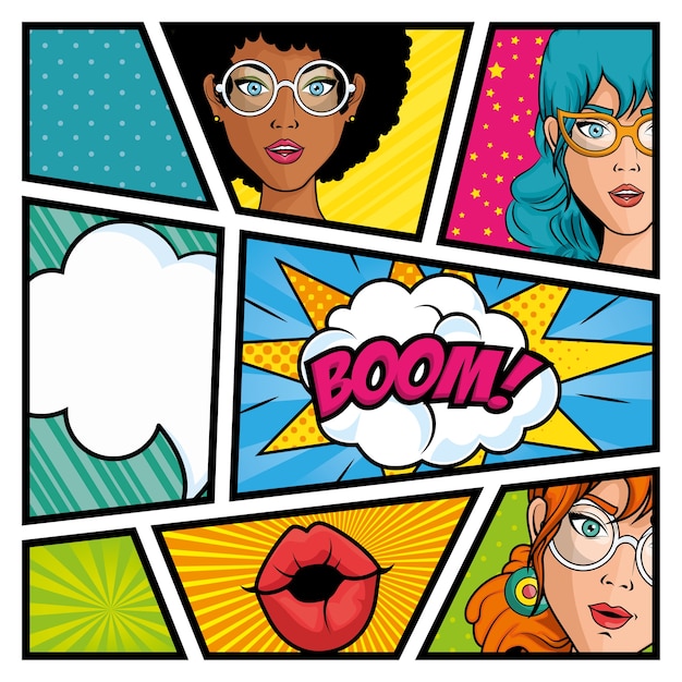 Vector pop art comic strip over white background vector illustration