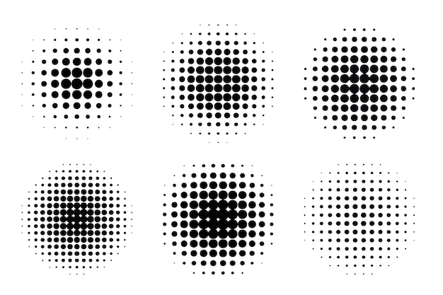 Vector pop art comic style gradient circle halftone set