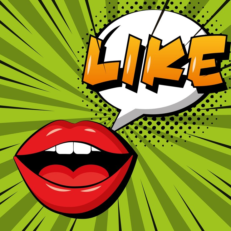 Vector pop art comic woman lips like speech bubble sunburst