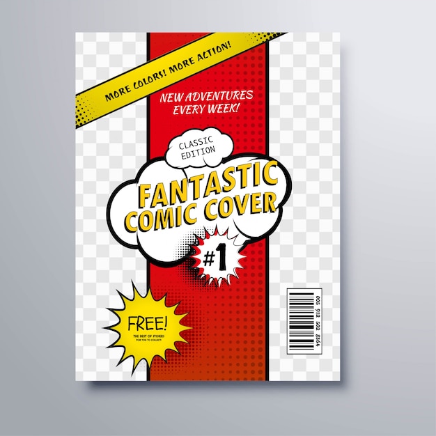 Vector pop art comics book magazine cover template