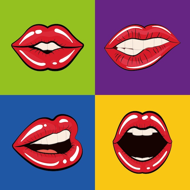 Pop art concept represented by female mouth icon