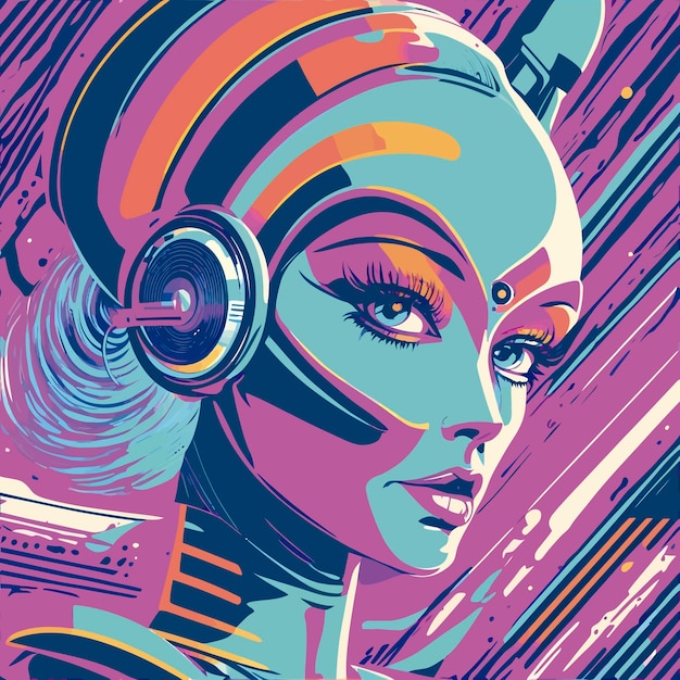 Vector pop art cool modern alien illustration