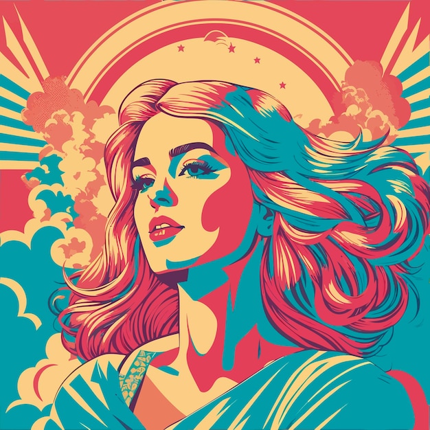 Vector pop art cool modern heaven god illustration