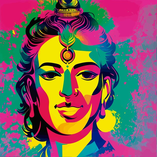 Vector pop art cool modern tradicional hindu god illustration