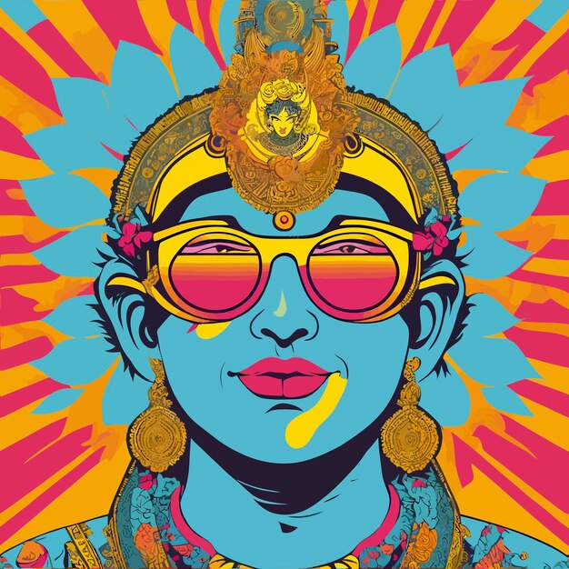 pop art cool modern tradicional Hindu illustration