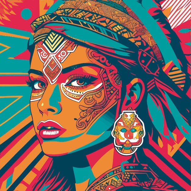 Vector pop art coole moderne azteekse illustratie