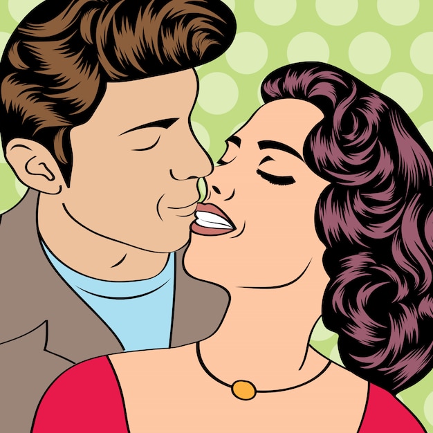 Vector pop art couple in love. valentine's day  card