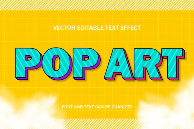 Pop art design stile fumetto tipografia 3d testo modificabile effetto font lettering modello sfondo