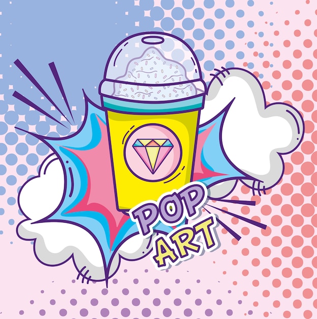 Vector pop art drankje tekenfilms concept