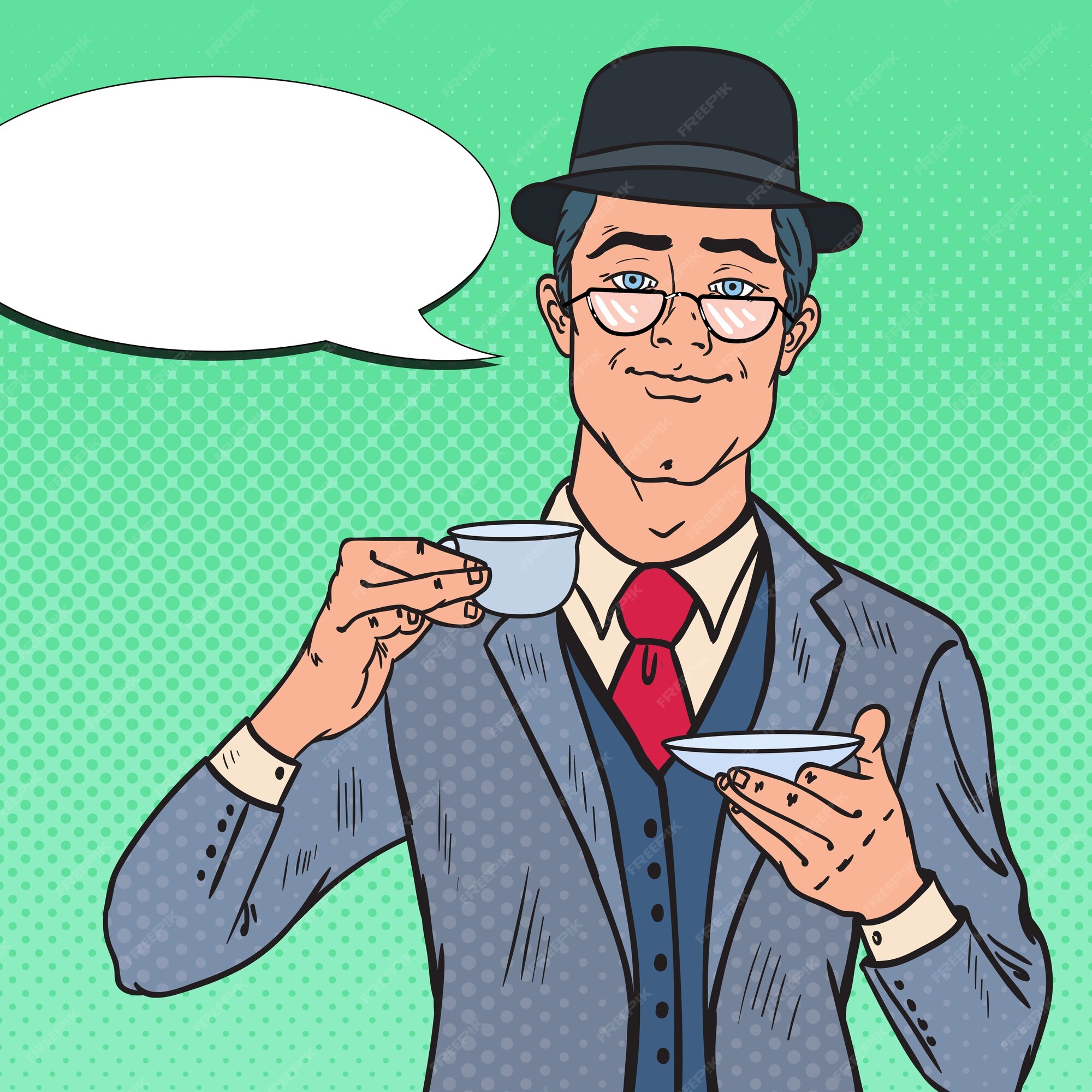 Premium Vector | Pop art english man drinking tea on the morning Premium Vector | Pop art english man drinking tea on the morning
