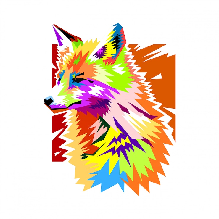 Vector pop art fox colorful