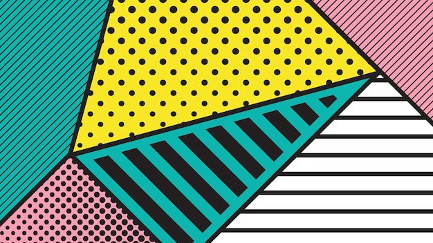 Pop art geometric pattern juxtaposed with bright bold blocks Material design background