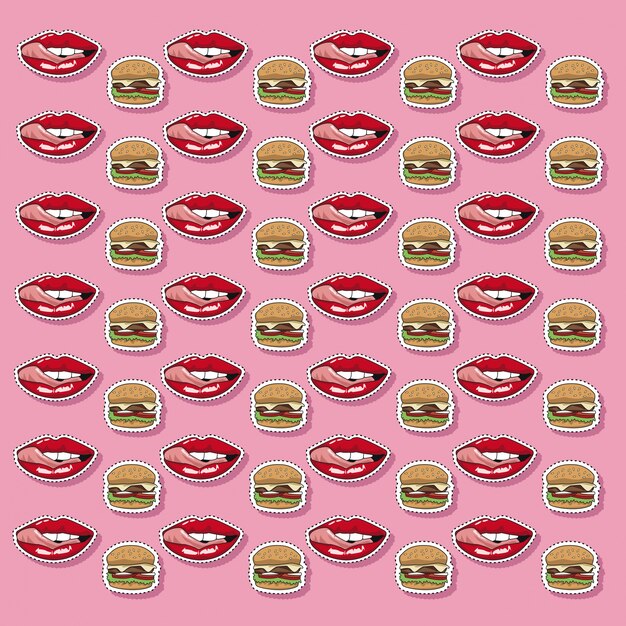 Vector pop art hamburger wallpaper