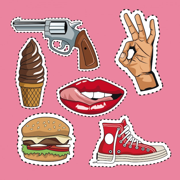 Vector pop art icons