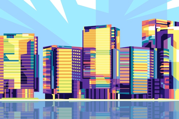 Pop Art Illustrations of City Building