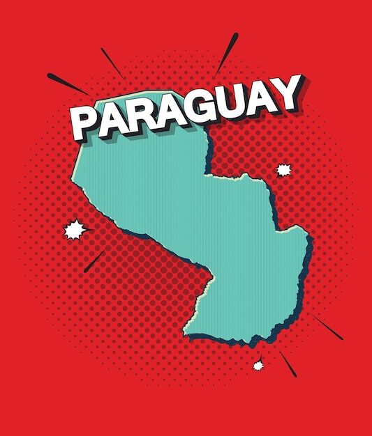 Pop-art kaart van paraguay