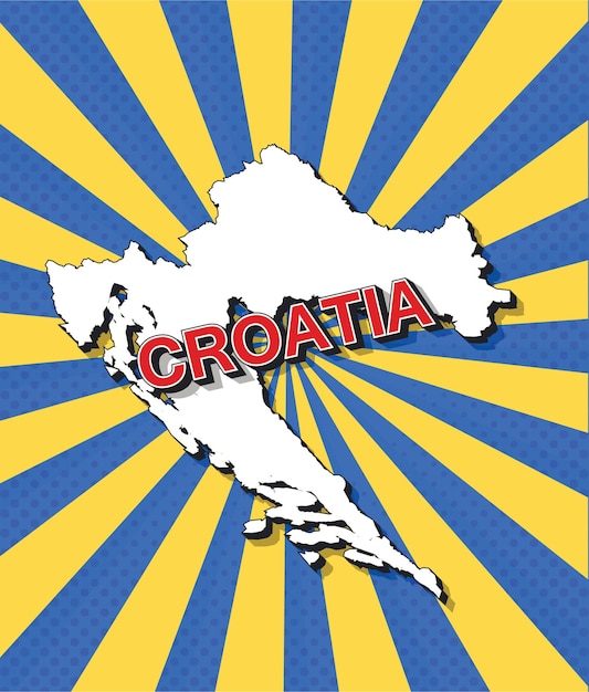 Карта хорватии в стиле поп-арт