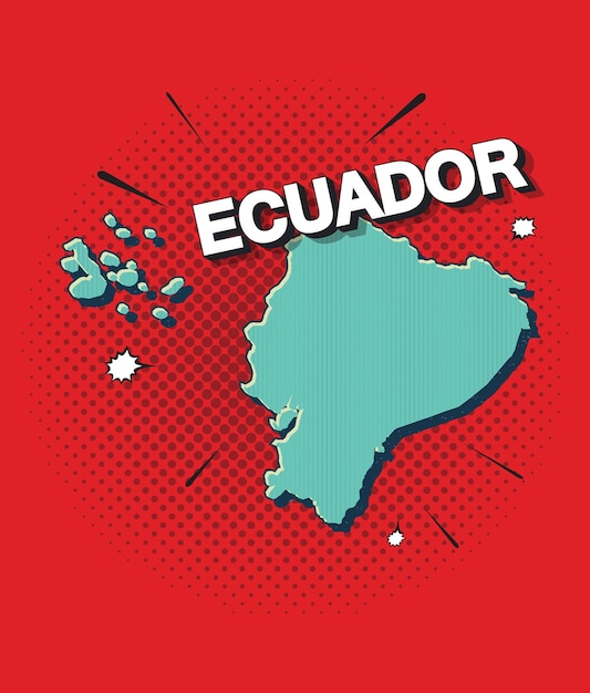 Pop art map of ecuador