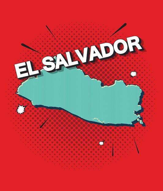 Карта Эль-Сальвадора в стиле поп-арт