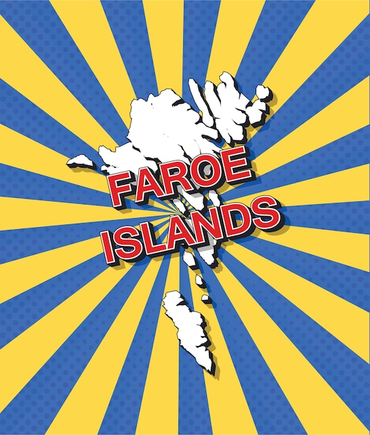 Pop art map of faroe Islands