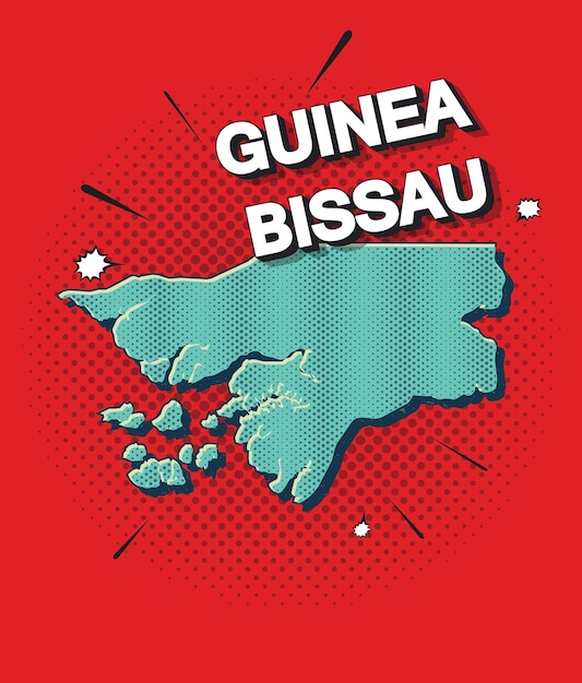 Pop art map of guinea Bissau