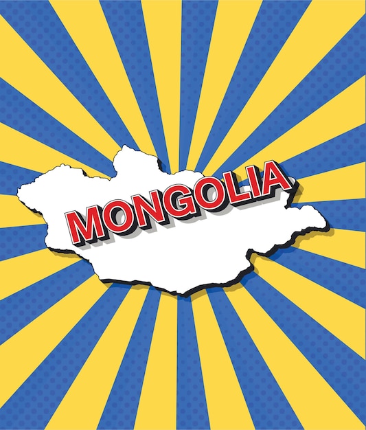 Pop art map of mongolia