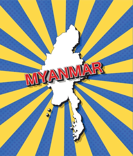 Mappa pop art del myanmar