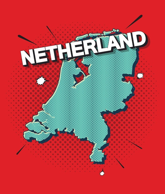 Pop art map of netherlands