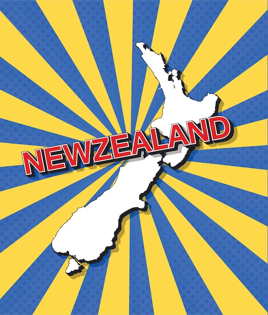 Pop art map of newzealand