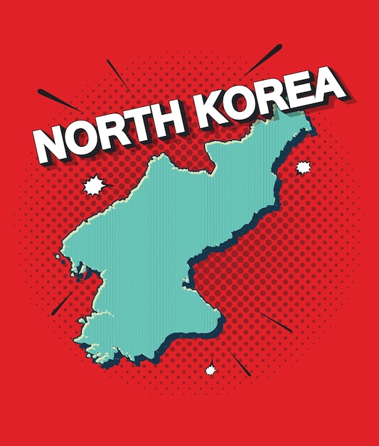 Mappa pop art della corea del nord