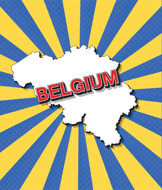 Карта бельгии в стиле поп-арт