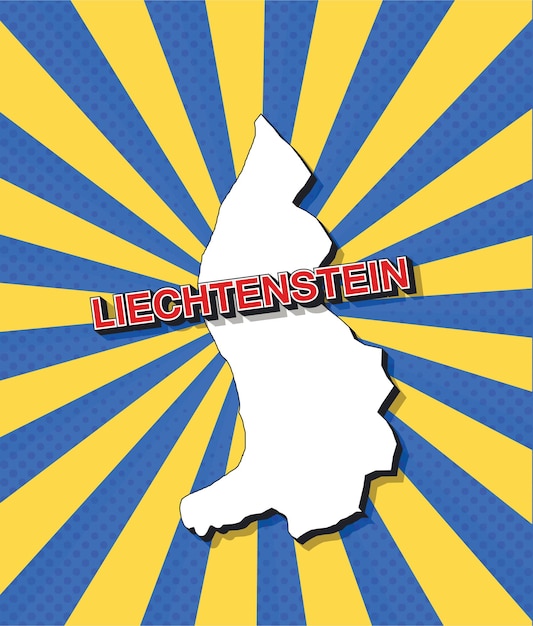 Карта лихтенштейна в стиле поп-арт