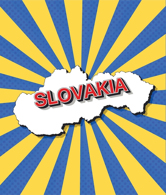 Vettore mappa pop art della slovacchia