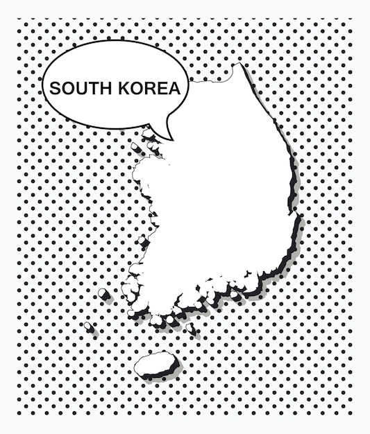 Vettore mappa pop art della corea del sud