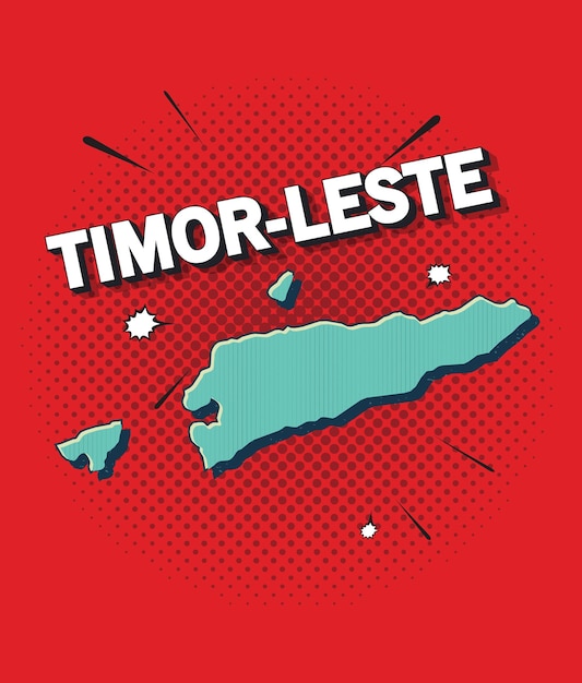 Карта Восточного Тимора в стиле поп-арт