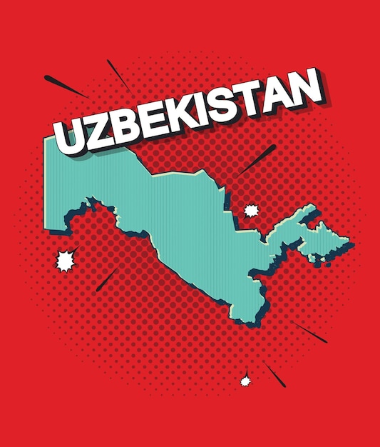 Pop art map of uzbekistan