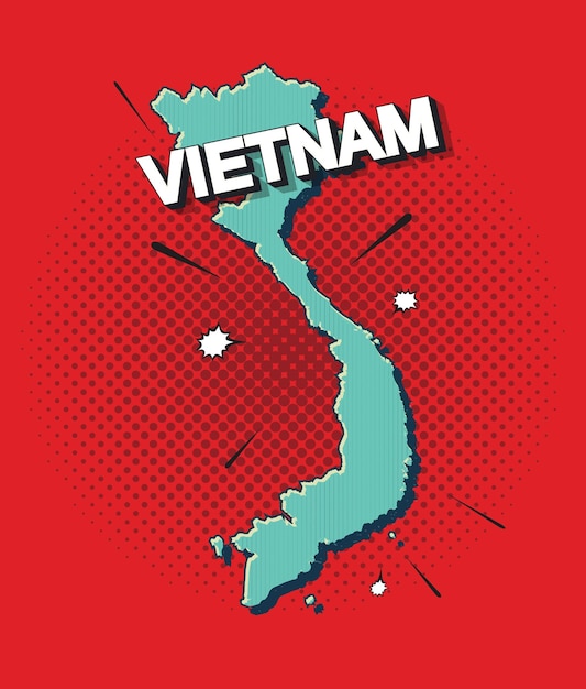 Pop art map of vietnam