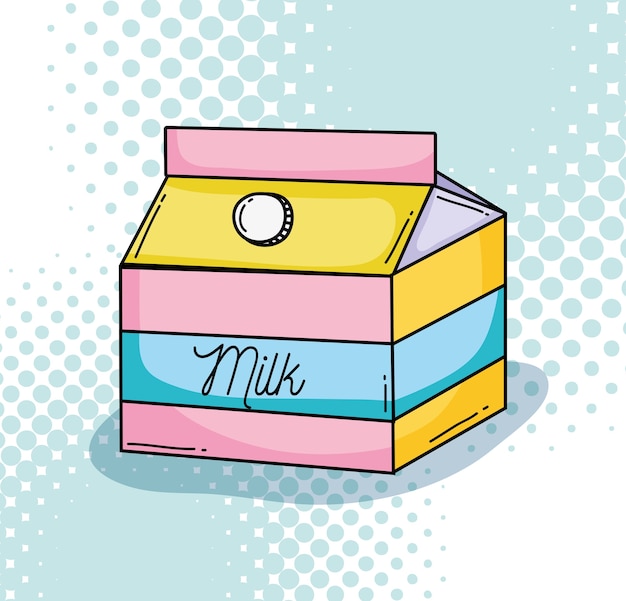 Pop-art melk vak cartoon vector illustratie grafisch ontwerp