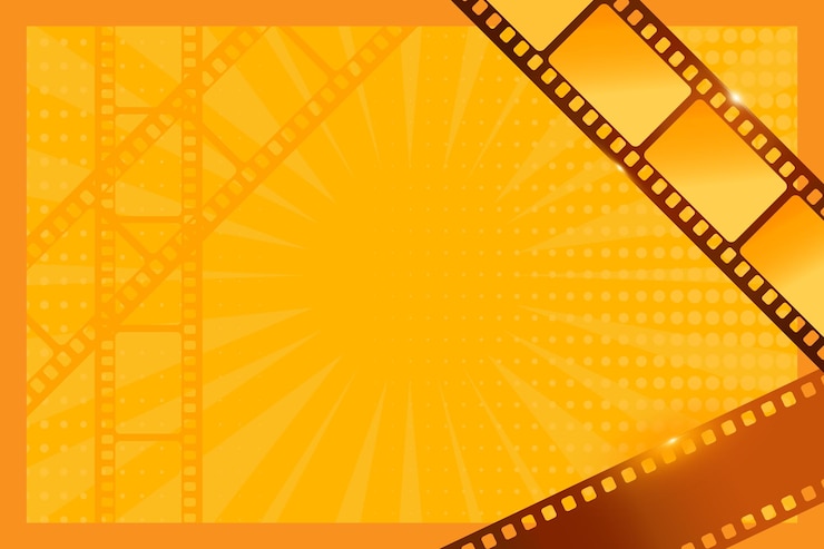 Vector pop art orange background with sparkling film strips