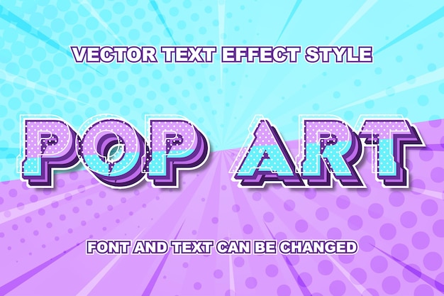 Pop art pastel colorful blue gradient editable text effect font style template typography lettering